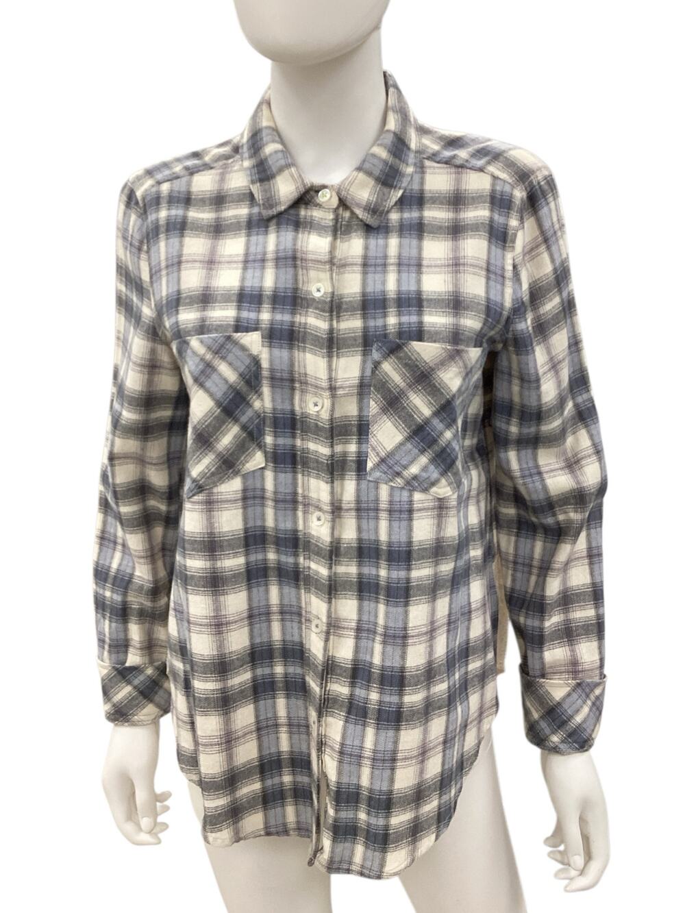 Holding Horses By Anthropologie Flannel Women’s Size M Button Down Sheer Peplum